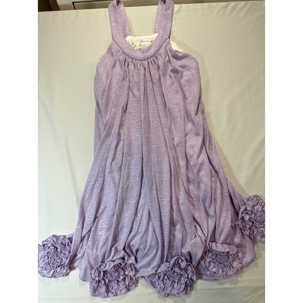 Isobella & Chloe Girls Lavender Purple Rosette Hem Halter Dress Sz 12 Style 3237